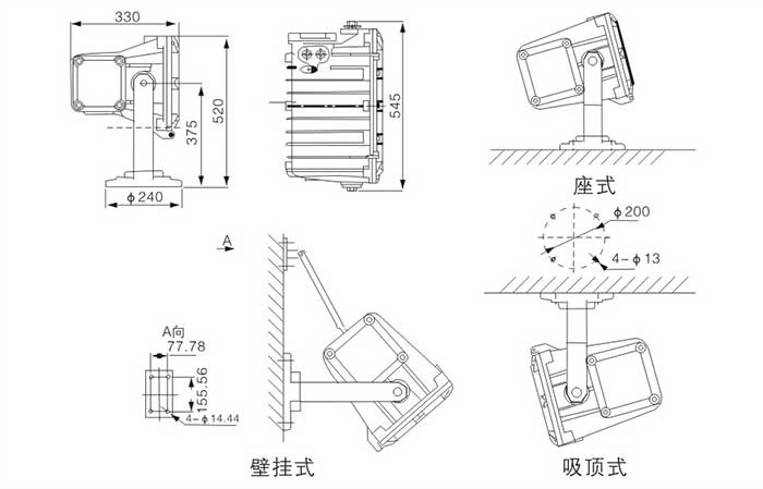 BFC8100外场防爆泛光灯安装示意图