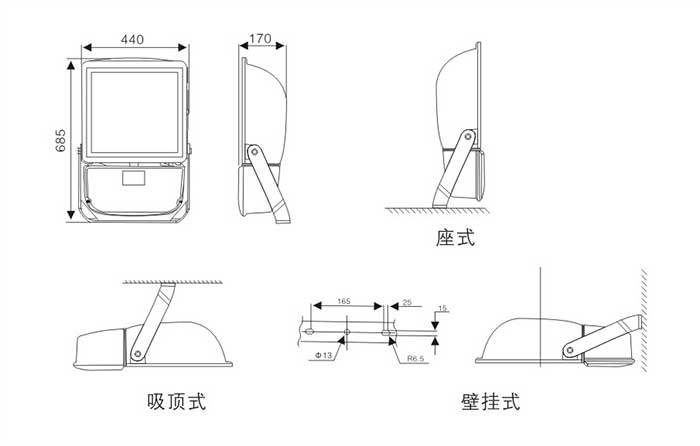 BFC8110防爆泛光灯安装示意图
