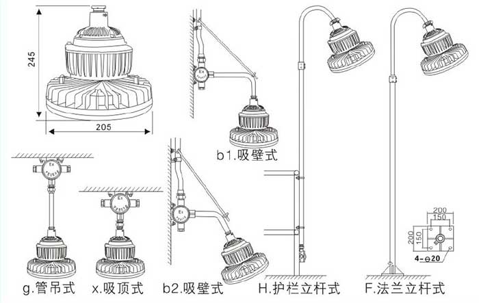 ST8020防爆平台灯安装示意图