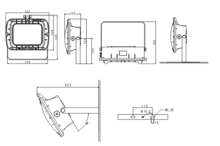 ST8040LED防爆泛光灯安装示意图