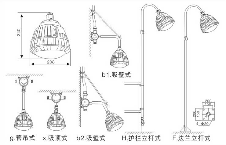 ST8023 LED免维护防爆灯安装示意图